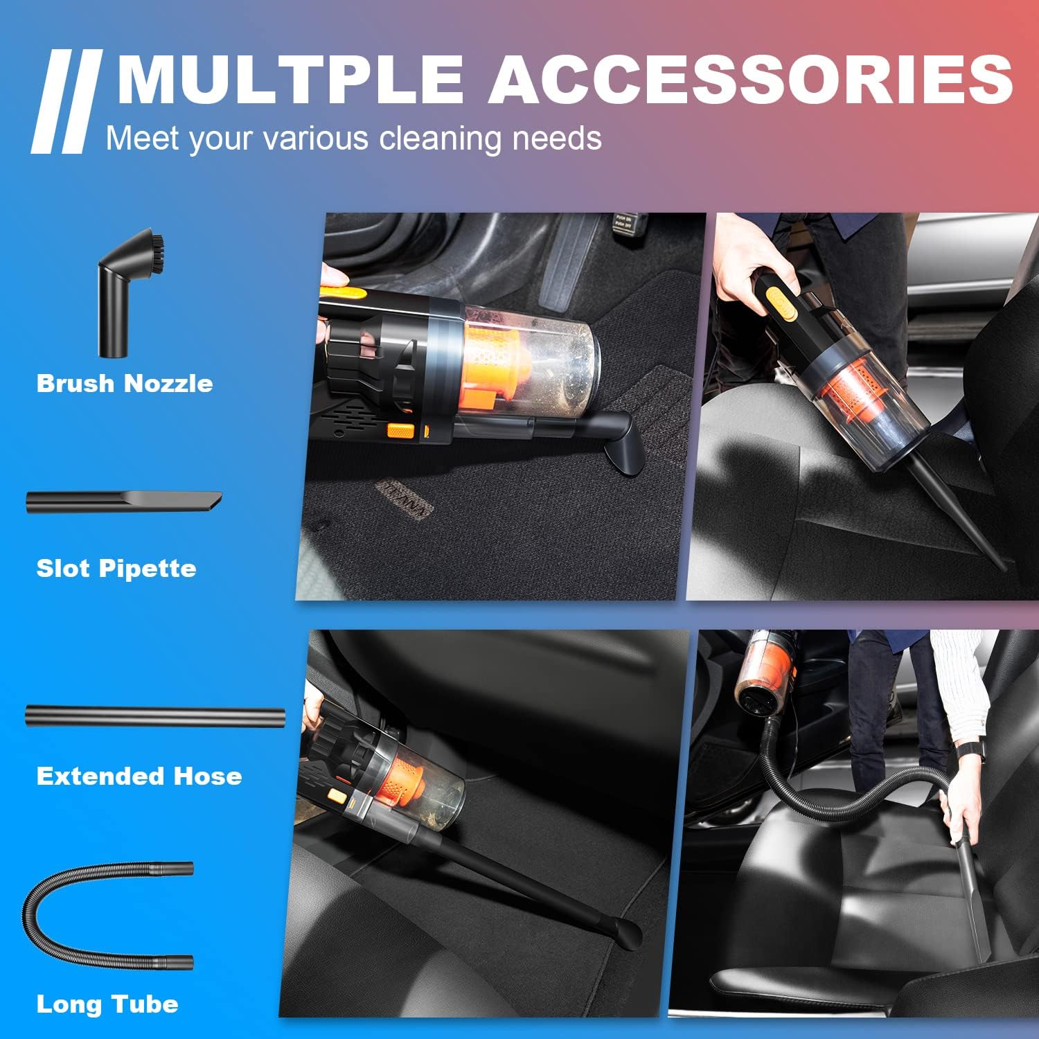 Car Vacuum Cleaner, Portable Car Vacuum High Power 150W/7500Pa, Handheld Vacuum for Car Interior Accessories Cleaning with Wet or Dry for Men/Women, 16.4 Ft Corded - Image 5