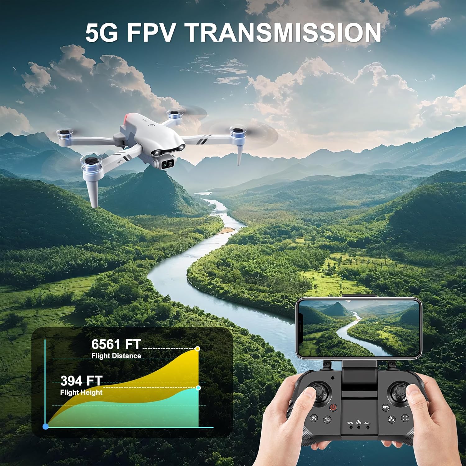 Drone with Camera for Adults, 2K UHD GPS RC Drone Brushless Motor, Smart FPV Foldable Quadcopter for Beginners, 5G WIFI Transmission, Auto Return, Follow Me, Waypoints, Altitude Hold, 30 Mins Flight Time, Gift Drone for Boys Girls - Image 6