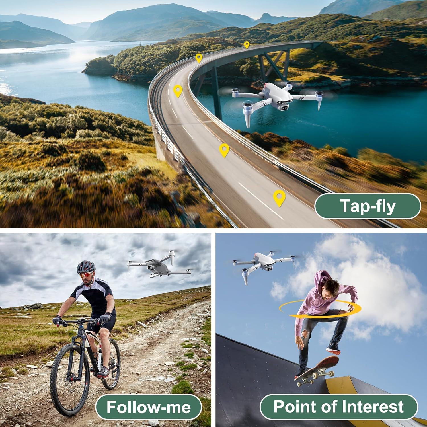 Drone with Camera for Adults, 2K UHD GPS RC Drone Brushless Motor, Smart FPV Foldable Quadcopter for Beginners, 5G WIFI Transmission, Auto Return, Follow Me, Waypoints, Altitude Hold, 30 Mins Flight Time, Gift Drone for Boys Girls - Image 8