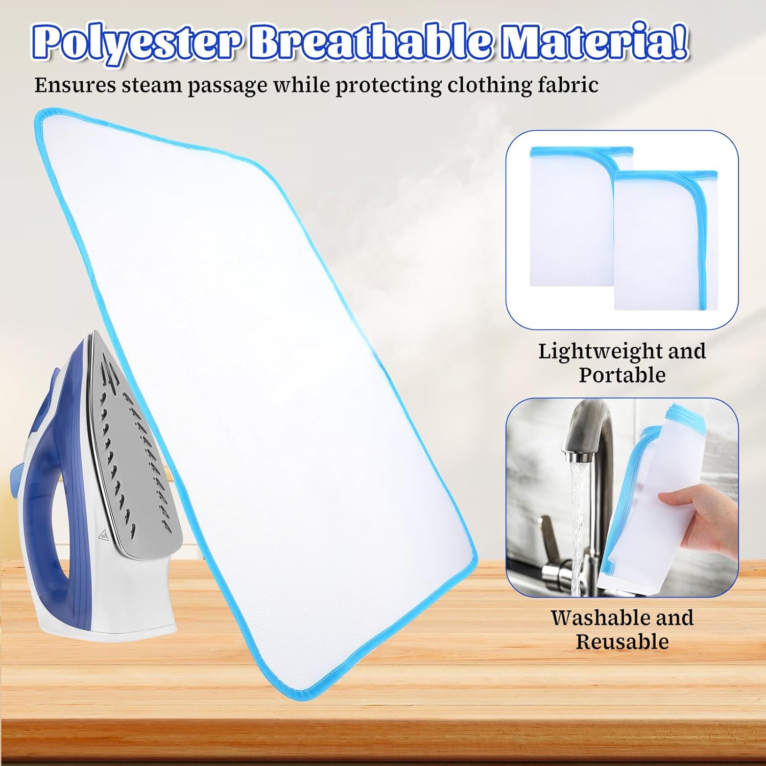 Molain 2 Pack Pressing Cloth for Ironing Scorch Mesh Cloth Scorch-Saving Ironing Protector Insulation Pad for Sewing and Ironing Iron Fabric Protector Pressing Tool for Ironing Protection 23.6×15.7" - Image 4