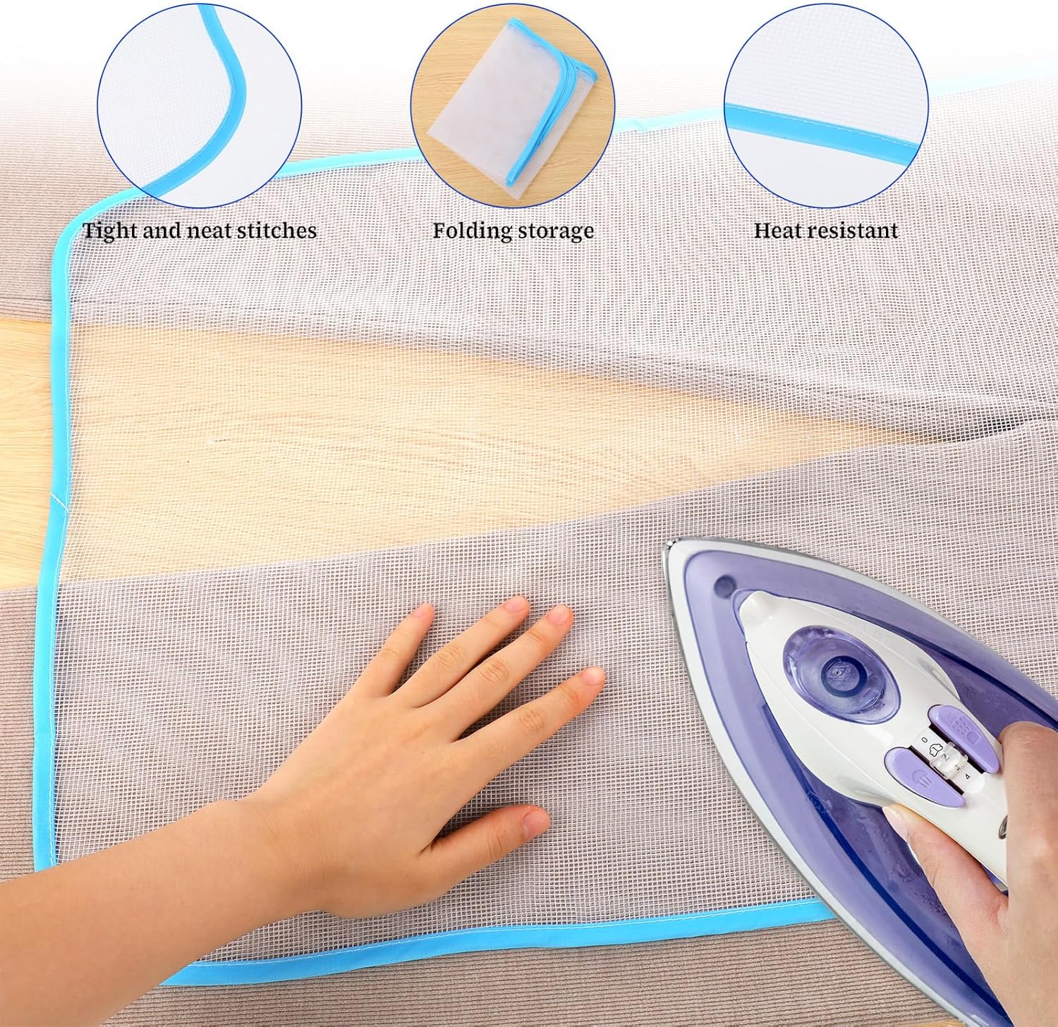 Molain 2 Pack Pressing Cloth for Ironing Scorch Mesh Cloth Scorch-Saving Ironing Protector Insulation Pad for Sewing and Ironing Iron Fabric Protector Pressing Tool for Ironing Protection 23.6×15.7" - Image 5